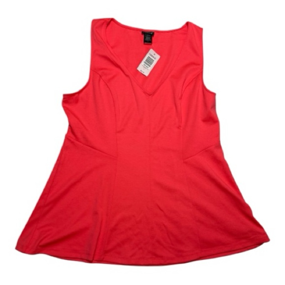 NWT Torrid Women's V-Neck Sleeveless Peplum  Top in Neon Pink